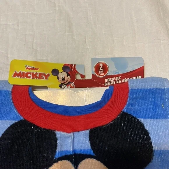 Disney Junior Mickey Mouse Toddler Pullover 2 Pack Cotton Bibs Blue Soft… - Picture 2 of 5